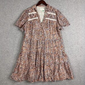 Anthropologie Dootted Rainbow Print Georgina Tiered Mini Shirtdress Size 1X